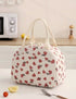 Corduroy Lunch Bag With Hearts & Bows - Beige