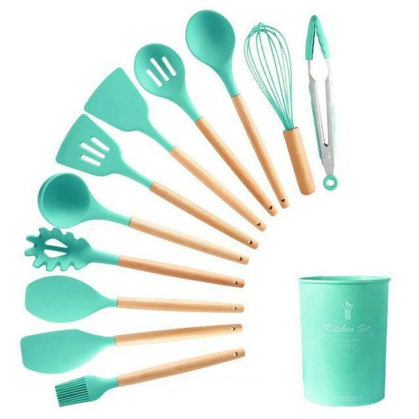 12x Piece Set Silicone Kitchen Utensils