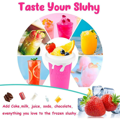Slushie Maker Cup 500ML Magic Quick Frozen Smoothies Cup DIY Ice-Cream - Pink