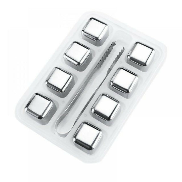 Reusable Stainless Steel Ice Cube For Juice With Freezer Tray- 8 Pieces