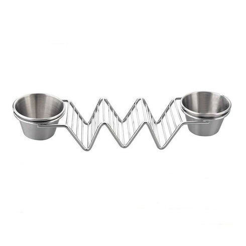 Stainless Steel Taco Holder with 2 Sauce Bowls
