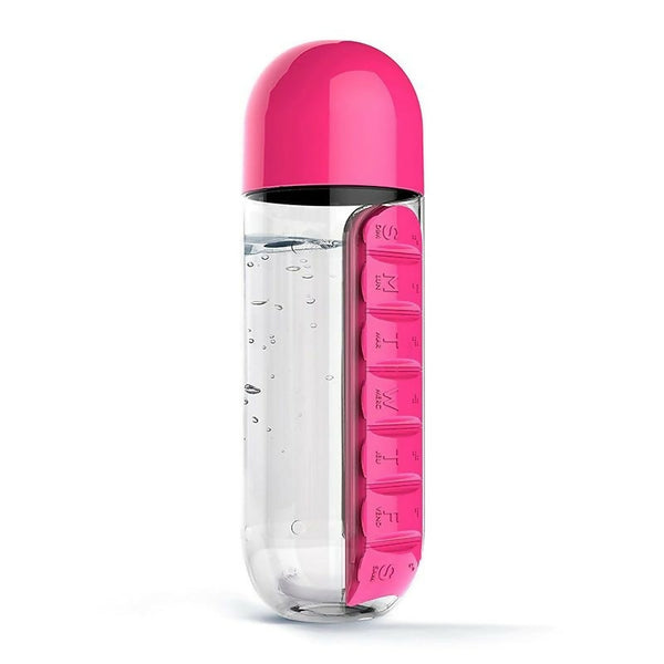 Water Bottle with Pill Box Organizer