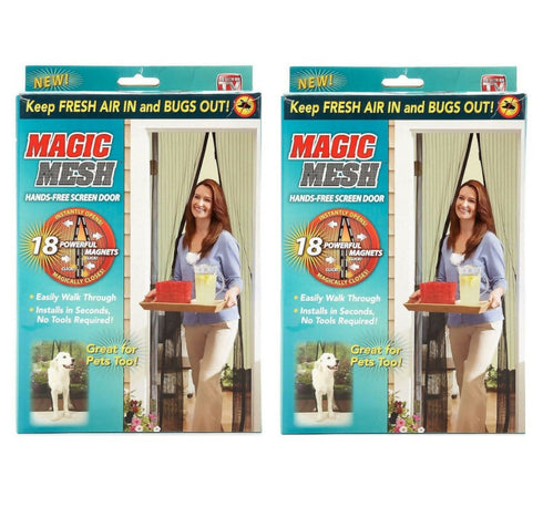 Pack of 2 - Magic Mesh - Hands-Free Magnetic Screen Door - black