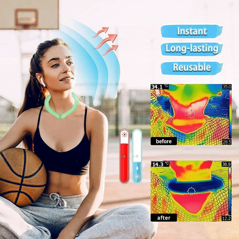 Wearable Personal Air Conditioner Reusable Cool Gel Neck Cooling Ring - Green