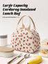 Corduroy Lunch Bag With Hearts & Bows - Beige