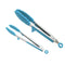 2 Piece Premium Silicone Nylon Tongs Stainless Steel Non-slip Kitchen Tongs - Blue