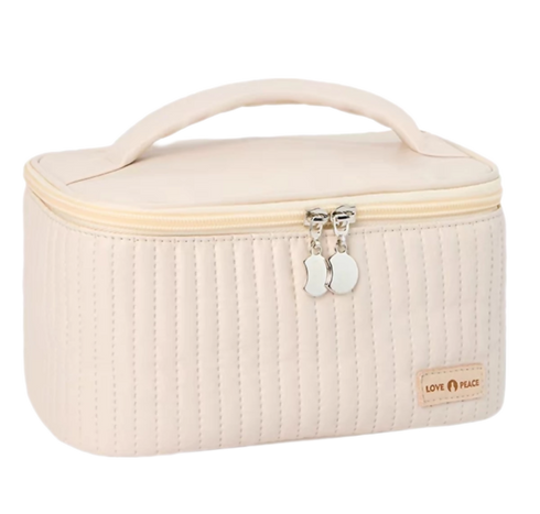 Cosmetic Makeup Travel Toiletry Storage Bag - Cream white