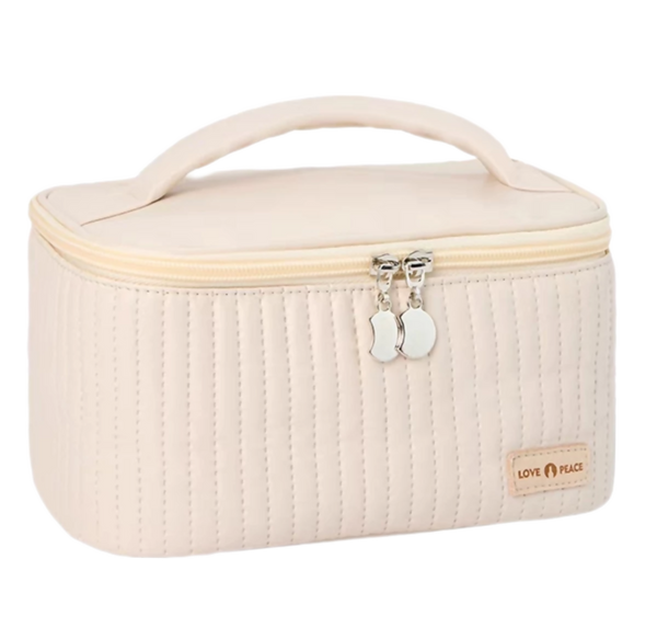 Cosmetic Makeup Travel Toiletry Storage Bag - Cream white