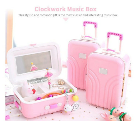 Kids Music Box Suitcase with Jewelry Case & Mirror - pink