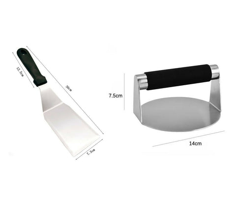 Stainless Steel Burger Press & 2 Pack Barbecue Spatulas