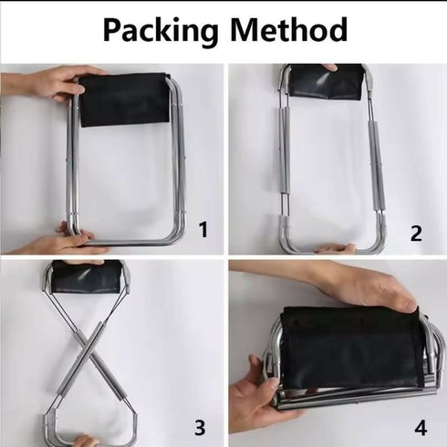 Portable folding Camping Stool For Outdoor- Black