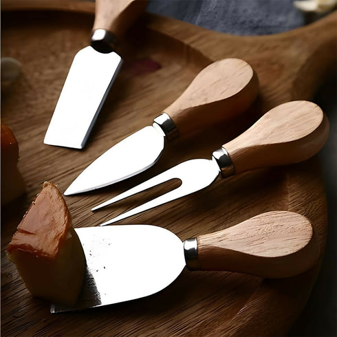 4Pcs Quality Wood Handle Multipurpose Cheese Knife Set