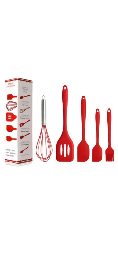 5 Piece Silicone Baking Set - Red