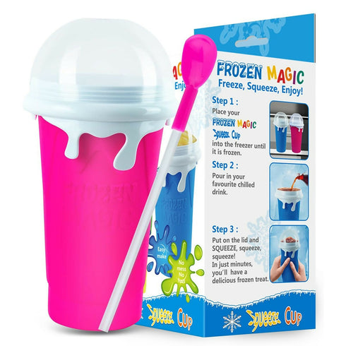 Slushie Maker Cup 500ML Magic Quick Frozen Smoothies Cup DIY Ice-Cream - Pink