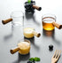 High Borosilicate Glass Sauce Cup Mini Sauce Jar With Wooden Handle