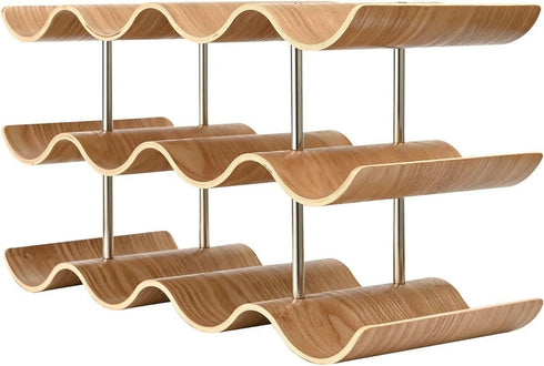 3 Tier Wooden Wave Wine Rack