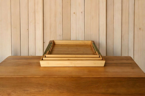 Bamboo Serving Tray Set 3 Pieces