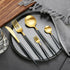Deluxe Quality Black & Gold Stainless Steel Cutlery 24 Piece Set