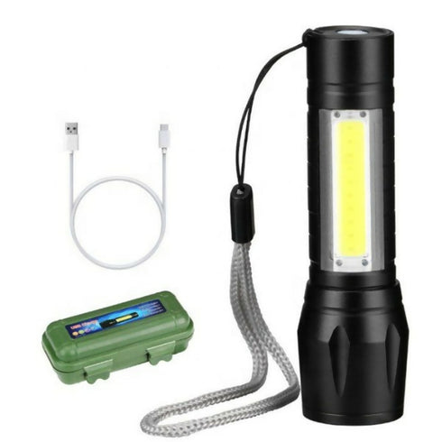 Torch Flashlight with Zoom - Rechargeable - 2 Pack