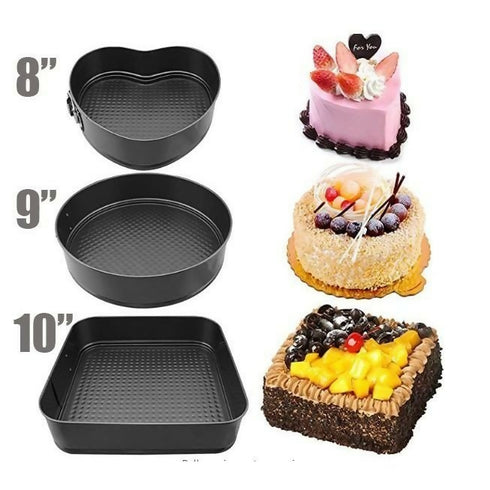 Non Stick Shape Cake Mould Pan 3 Pieces & Muffin Pan 12 Cup (Combo)