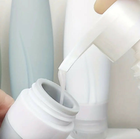 Leak-Proof Silicone Travel Bottle Set with Labels & Carry Bag - 2 Pack