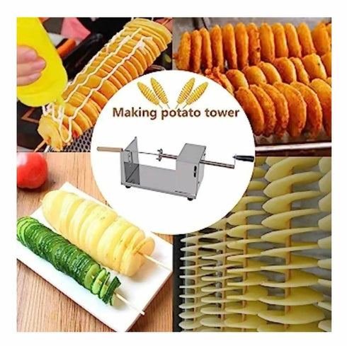 Manual Stainless Steel Potato Chips Slicer - Spiral Vegetable Cutter
