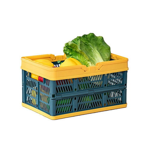 Collapsible Foldable Storage Shopping Basket - green/yellow