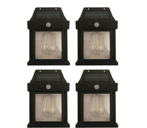 4 Pieces - Solar Wall Lights - Black