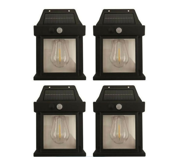 4 Pieces - Solar Wall Lights - Black