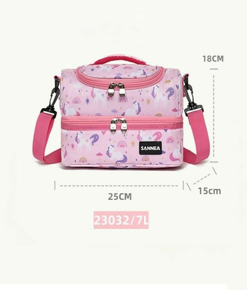 Thermal Insulated Tiffin Bags for Kids Two Layer - 5L - Pink