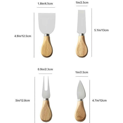 4Pcs Quality Wood Handle Multipurpose Cheese Knife Set