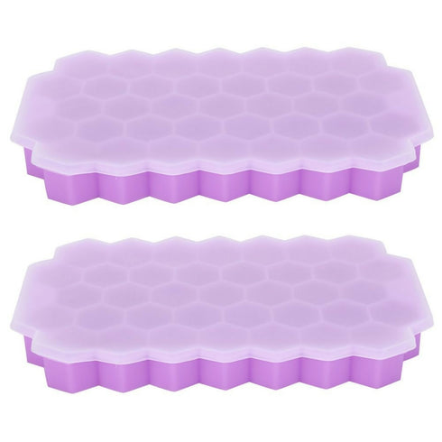 2 Pieces Food Grade Silicone Ice Tray 37 Grid - Purple