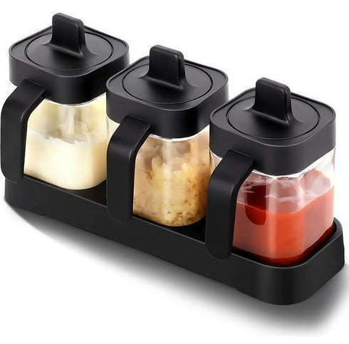3 Spice Jar Set - black