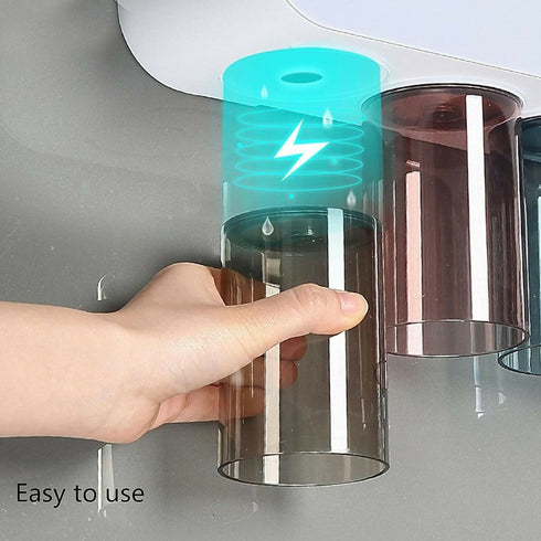 Ecoco 3 Cups Magnetic Toothbrush Holder Family Set Wall Mounted