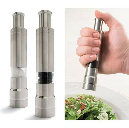 Mini Stainless Steel Salt and Pepper Grinders - 2 Pack