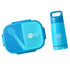 BPA free 3 compartment 900ml Plastic lunch box with 350ml Water Bottle Set - blue