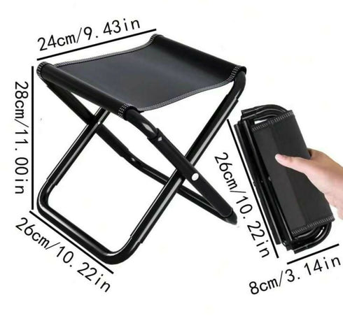 Portable folding Camping Stool For Outdoor- Black