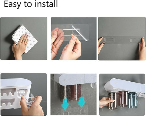 Ecoco 3 Cups Magnetic Toothbrush Holder Family Set Wall Mounted