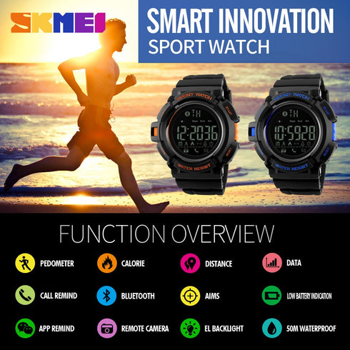 SKMEI 1245 Waterproof Alarm Bluetooth Sports Watch - WooTech Online Shopping