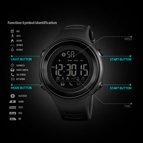 Skmei 1396 Waterproof Alarm Bluetooth Sports Watch - WooTech Online Shopping