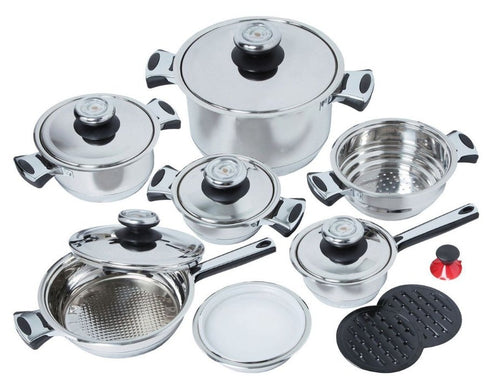16 Piece Tommy Leopard Stainless Steel Cookware Set - WooTech Online Shopping In SA