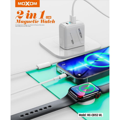 2 IN 1 Magnetic Watch Charger With Iphone Cable - MOXOM MX-CB153