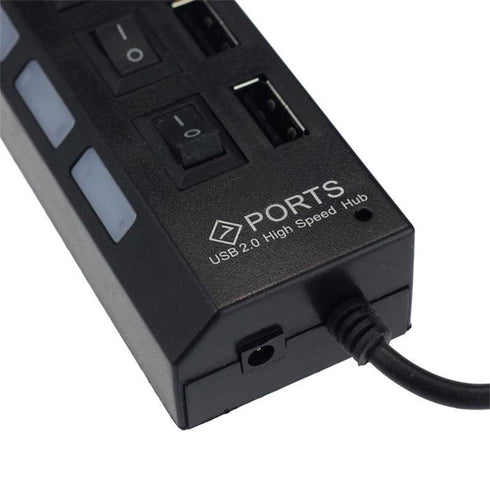 7 Ports LED USB 2.0 Hub Power on/off Switch For PC,Laptop Black - WooTech Online Shopping