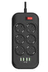 2500W SE6403 4 USB Ports Power Strip 3.4A With 6 AC Sockets - WooTech Online Shopping In SA