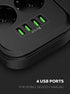 2500W SE6403 4 USB Ports Power Strip 3.4A With 6 AC Sockets - WooTech Online Shopping In SA