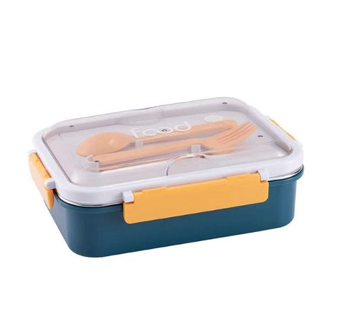 3 Compartment Stainless Steel Food Lunch Box with Compact Cutlery - Red - WooTech Online Shopping In SA