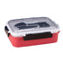 3 Compartment Stainless Steel Food Lunch Box with Compact Cutlery - Red - WooTech Online Shopping In SA