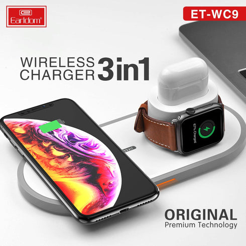 3 In 1 Wireless Fast Charger for iPhone, Apple Watch, AirPods - WooTech Online Shopping In SA