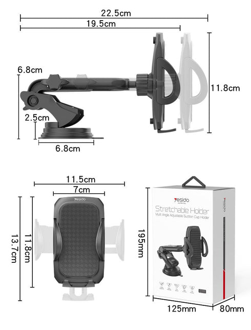 360° Rotation Free Stretch Mobile Phone Car Holder - WooTech Online Shopping In SA