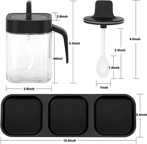 3PCs Glass Spice Jar Set With Spoons & Lids - WooTech Online Shopping In SA